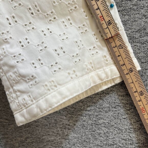 Talbots Blazer Jacket Women Size 10 White Stretch Embroidered Eyelet One Button - Picture 8 of 15